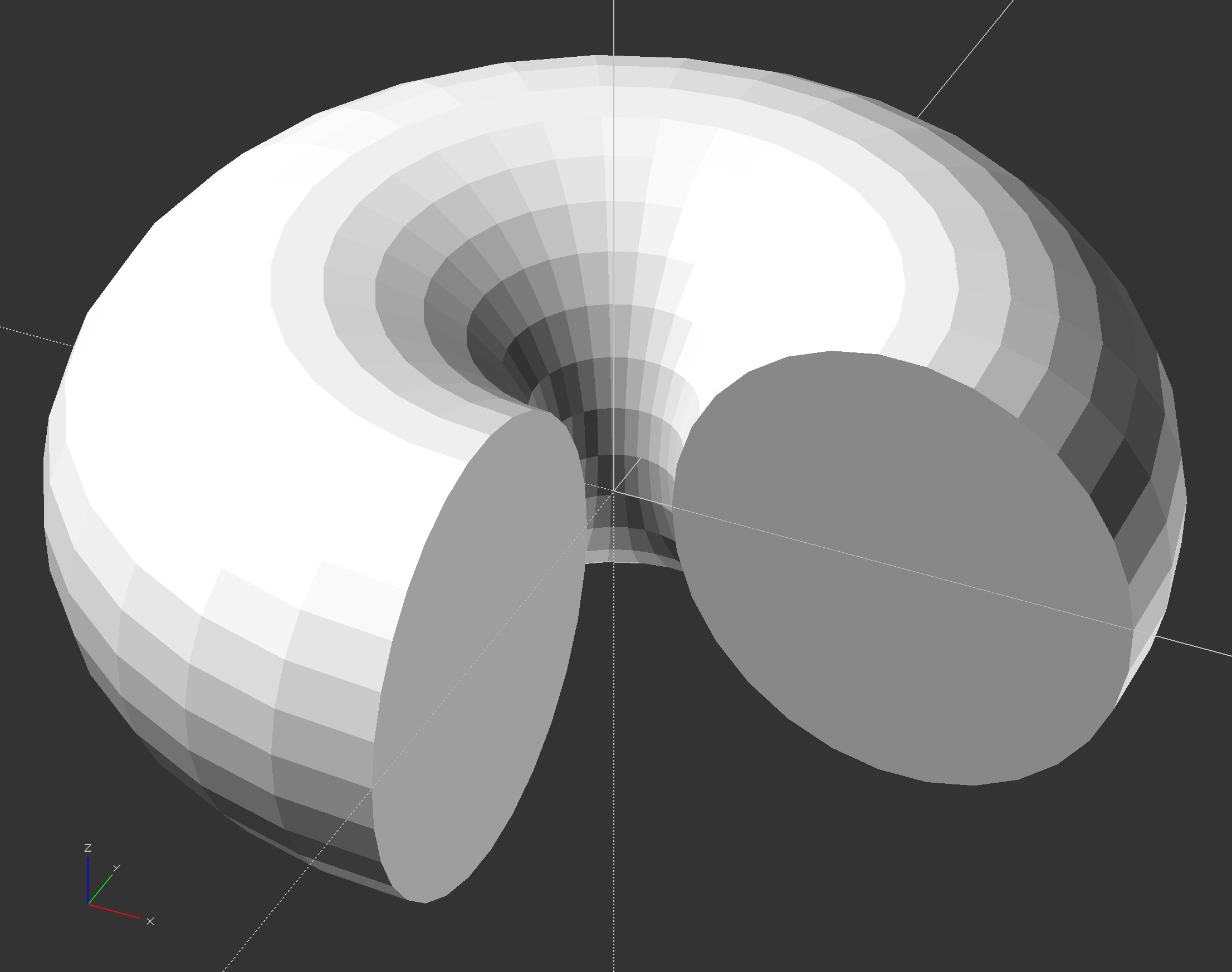 A partial torus, as if someone took a bit out of a doughnut.