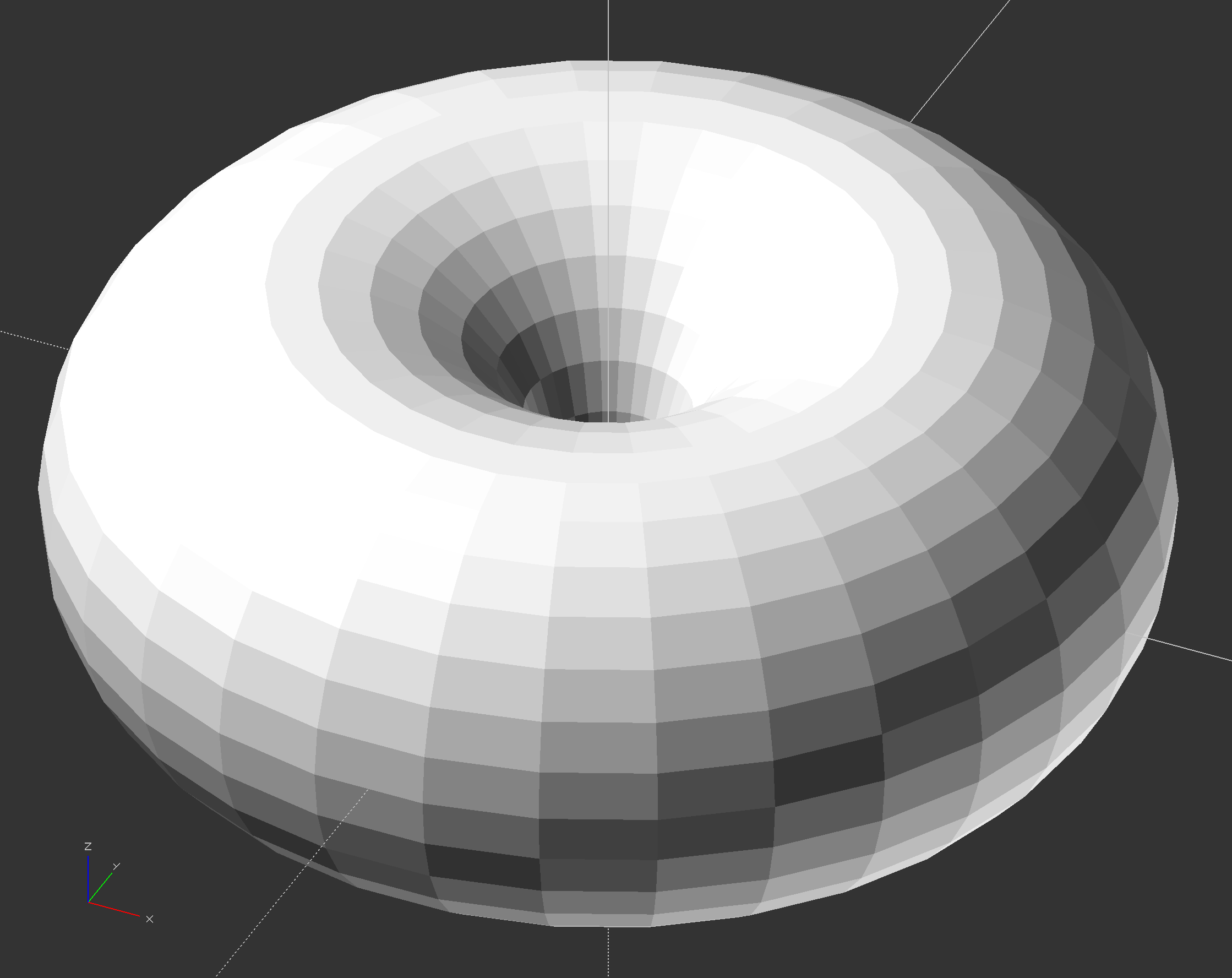 A torus, or doughnut shape, in OpenSCAD